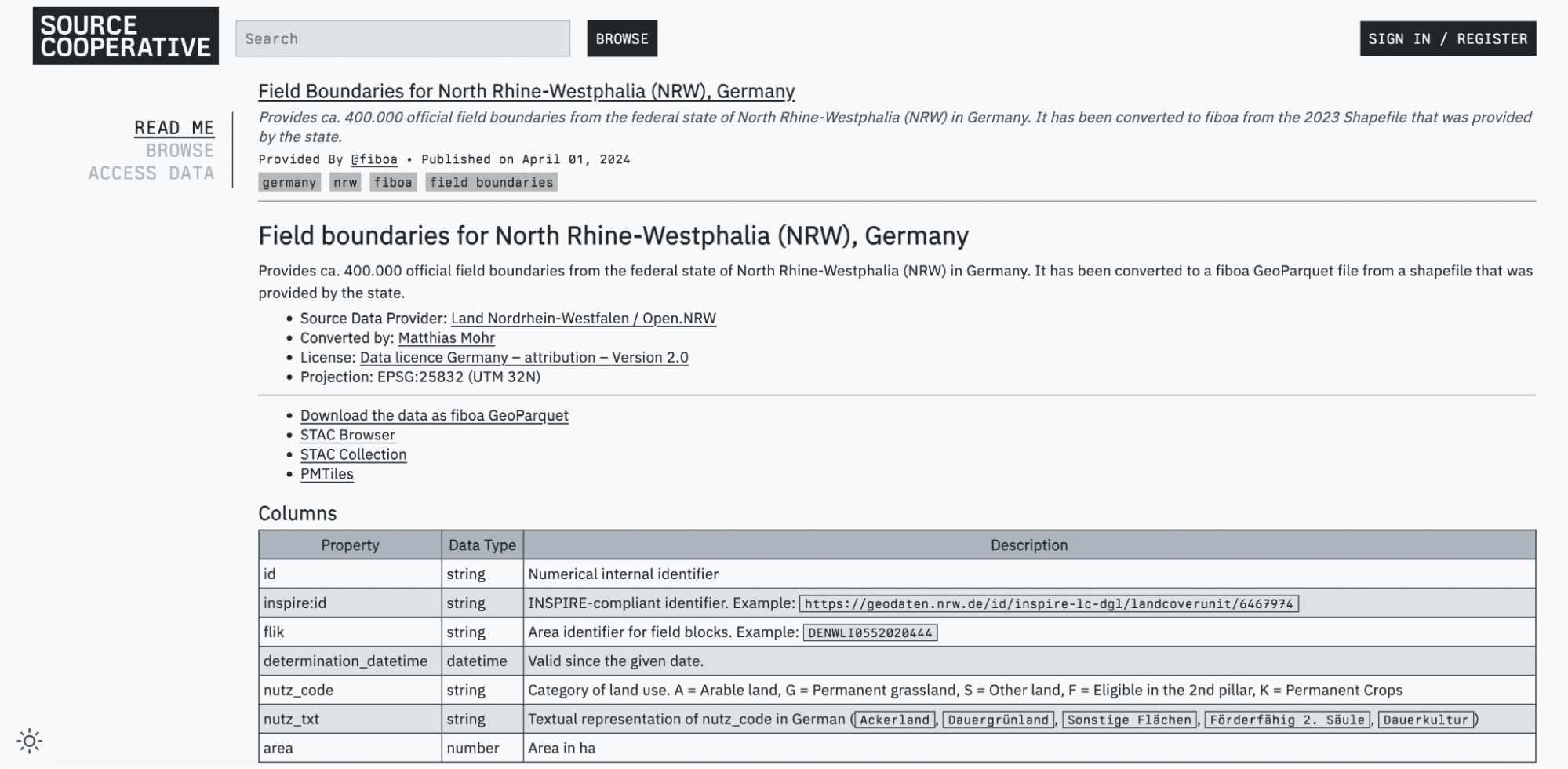 fiboa data on Source Cooperative